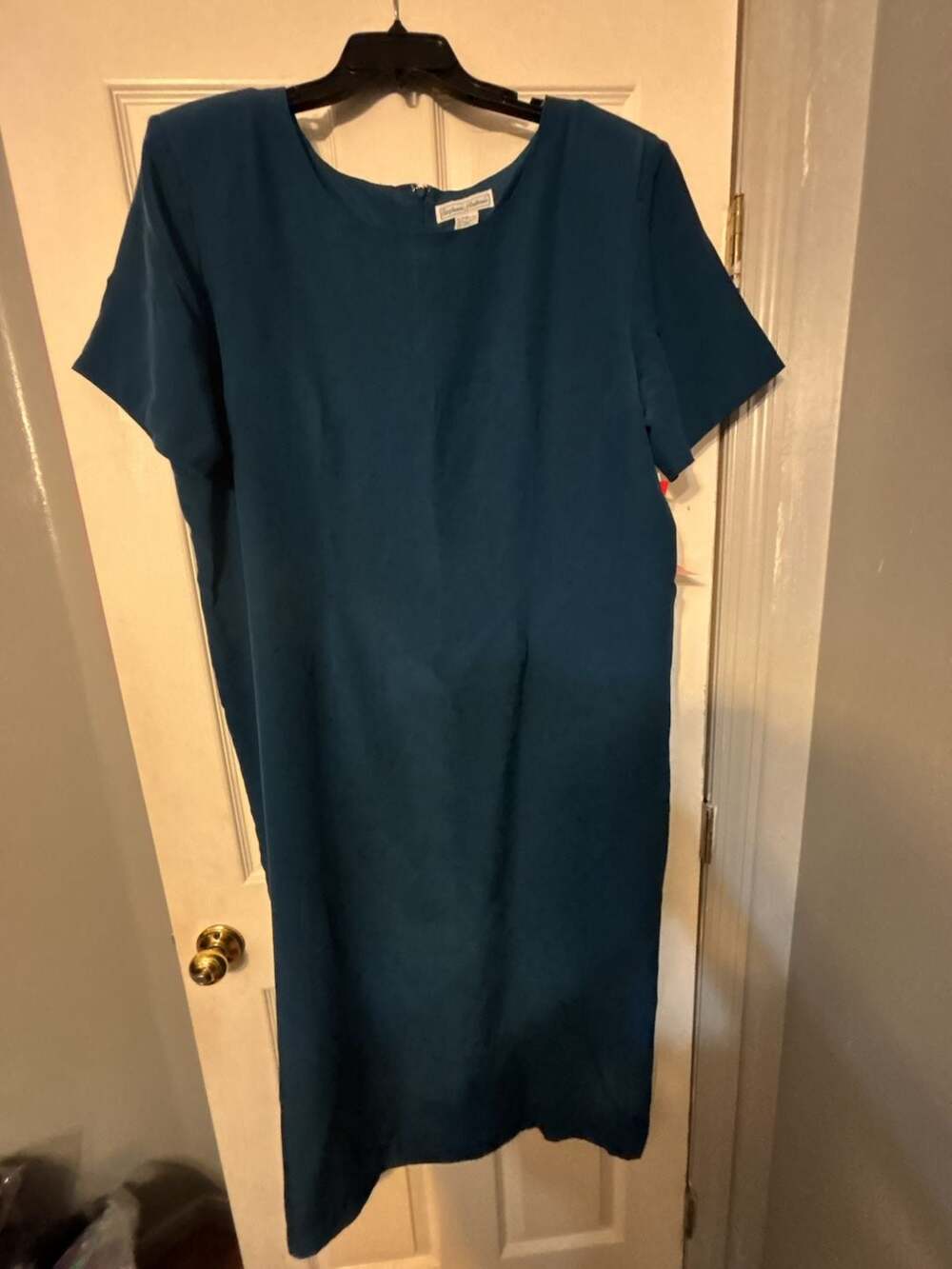 Stephanie Andrews 100% Silk Short Sleeve Lined Sheet Dress Teal Size 22W